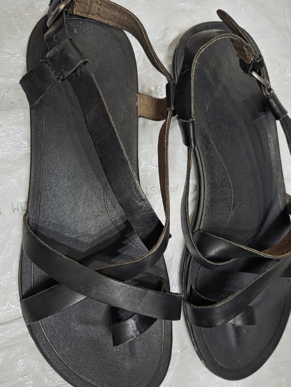 Women’s Black Leather Strappy Sandals